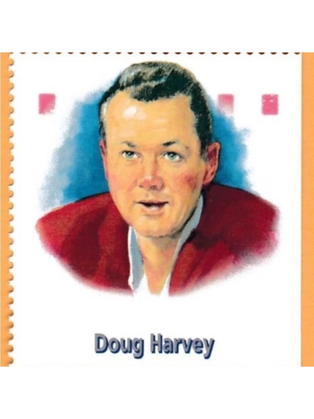 Doug Harvey 2000 Montreal Canadians Hockey Stamp Card